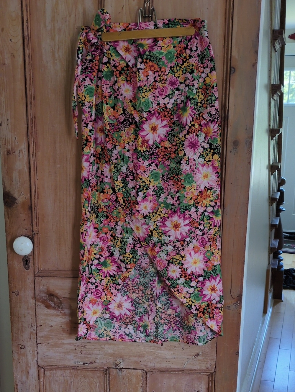 H&M Floral Wrap Skirt in Pink, Green & Black